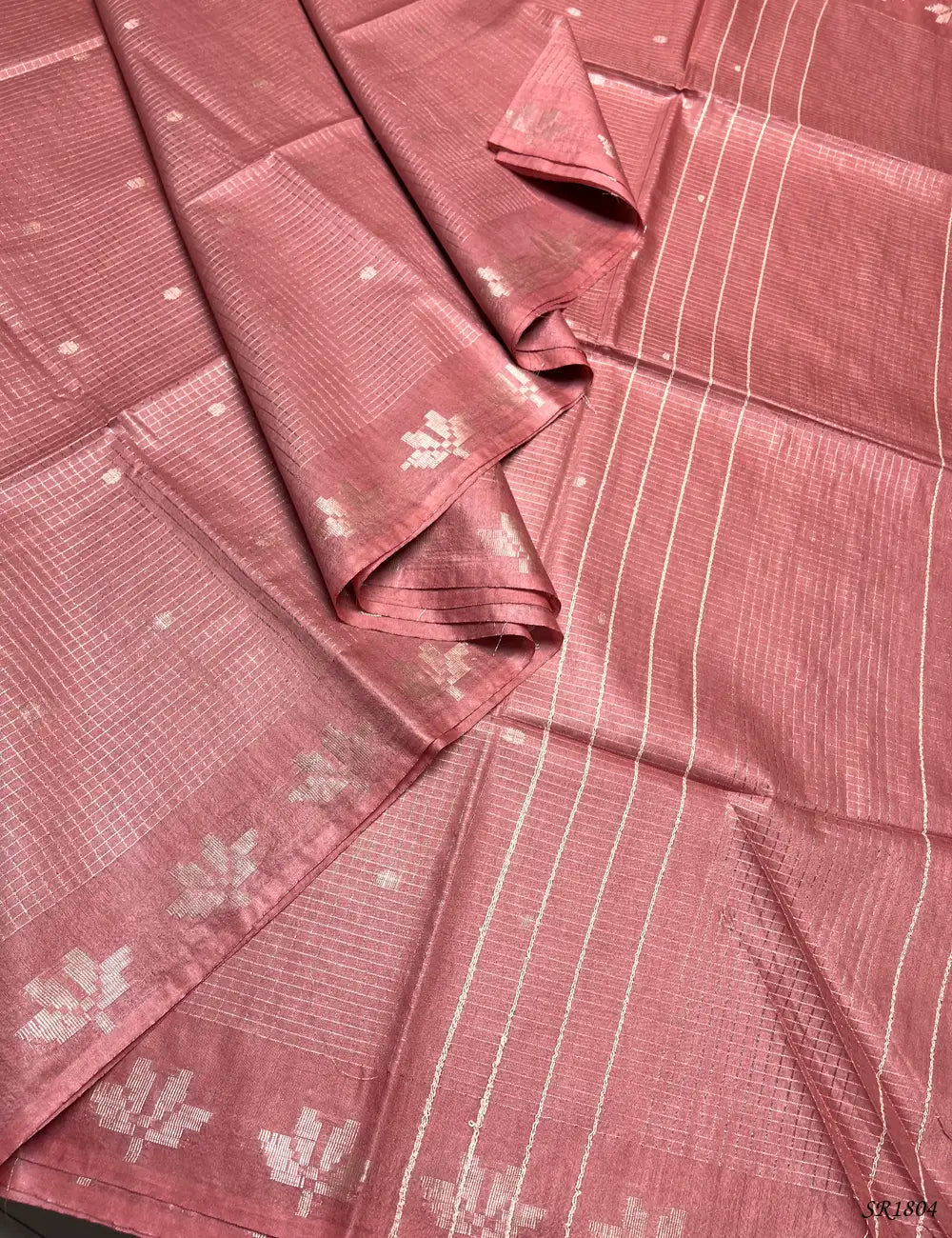 Peach - Moonga Silk Saree Front View