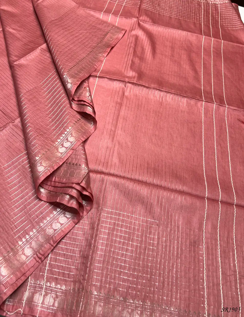 Peach - Moonga Silk Saree Front View