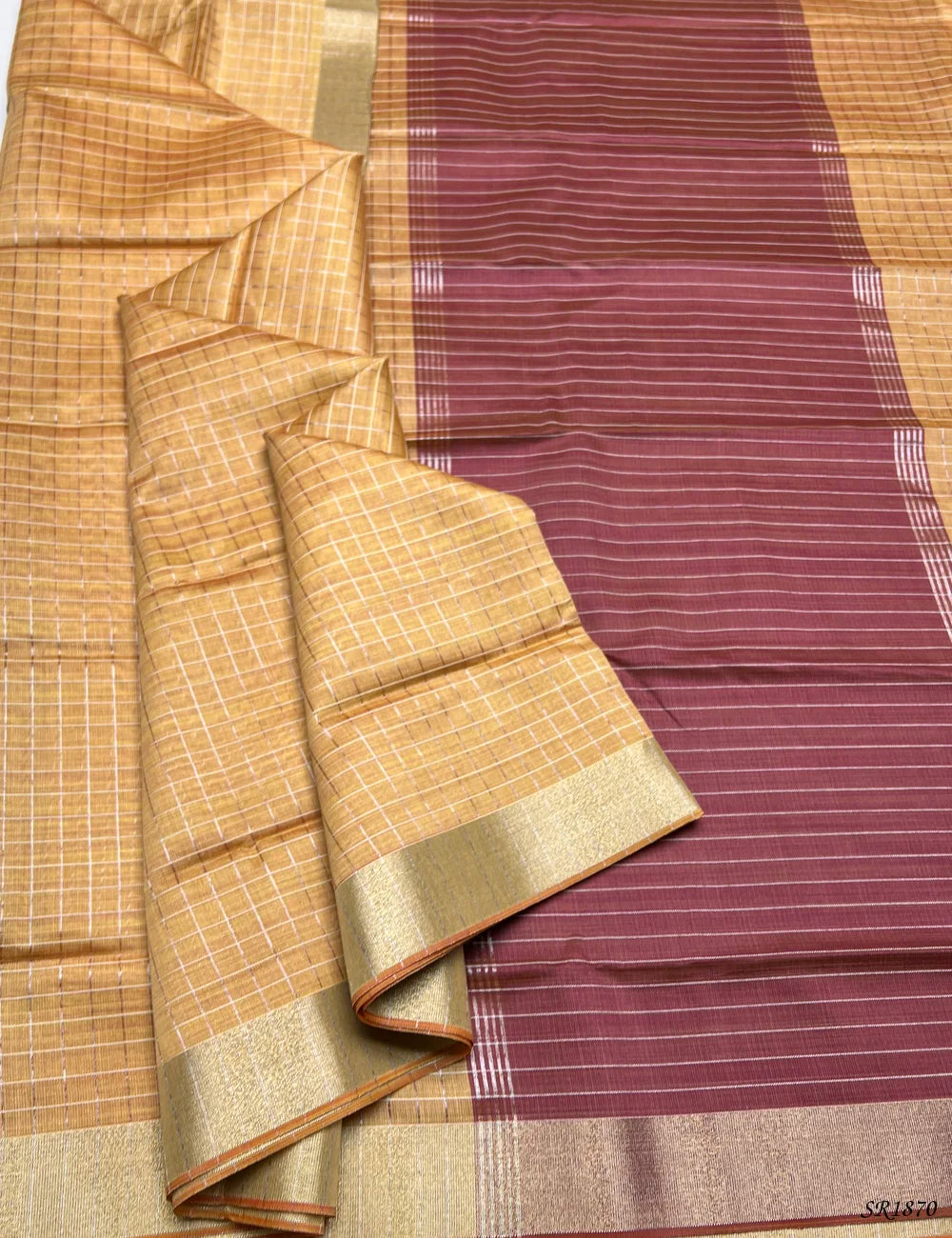 Peach & Pink - Fancy Semi Tussar Saree Front View
