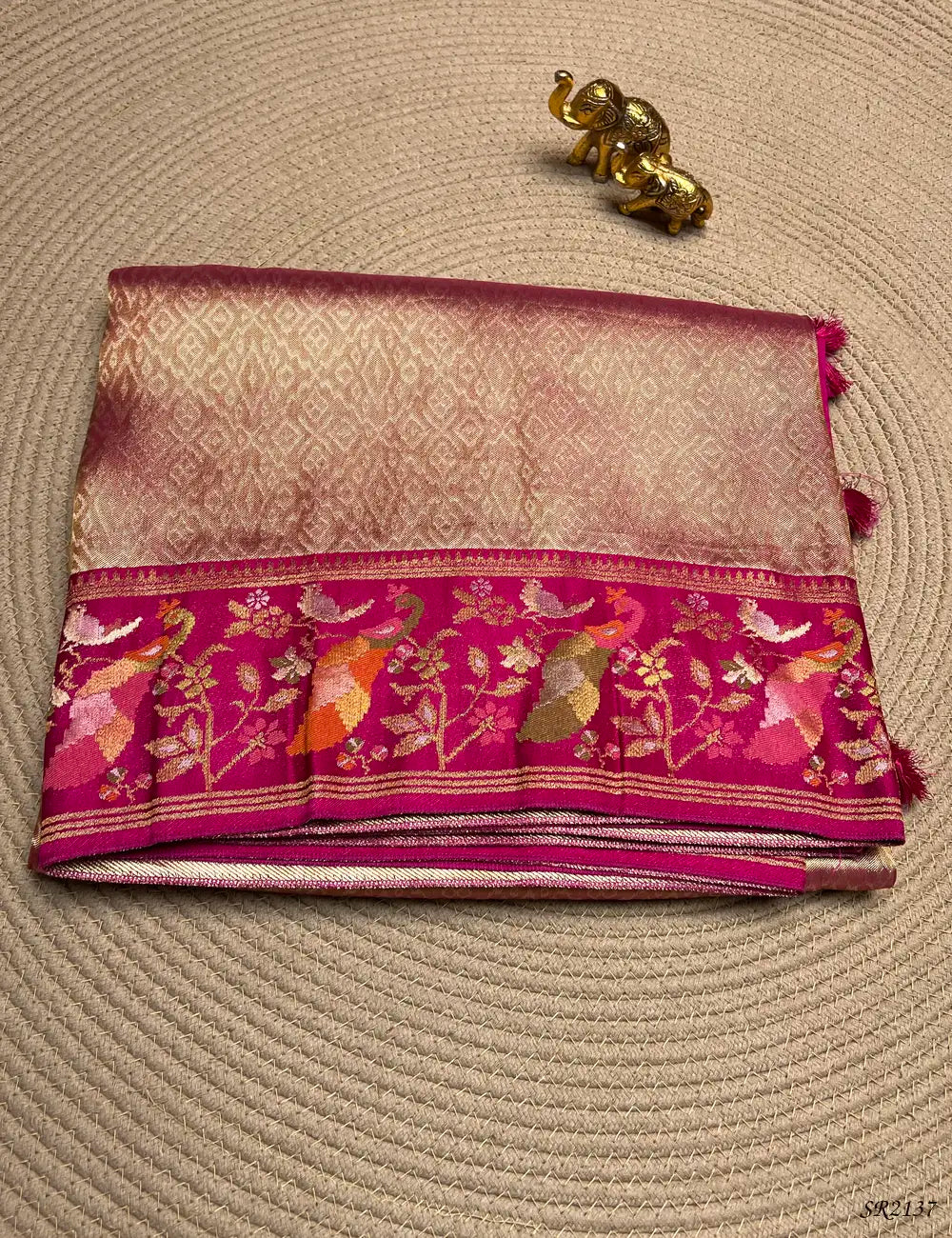 Peach & Pink- Paithani Saree Front View