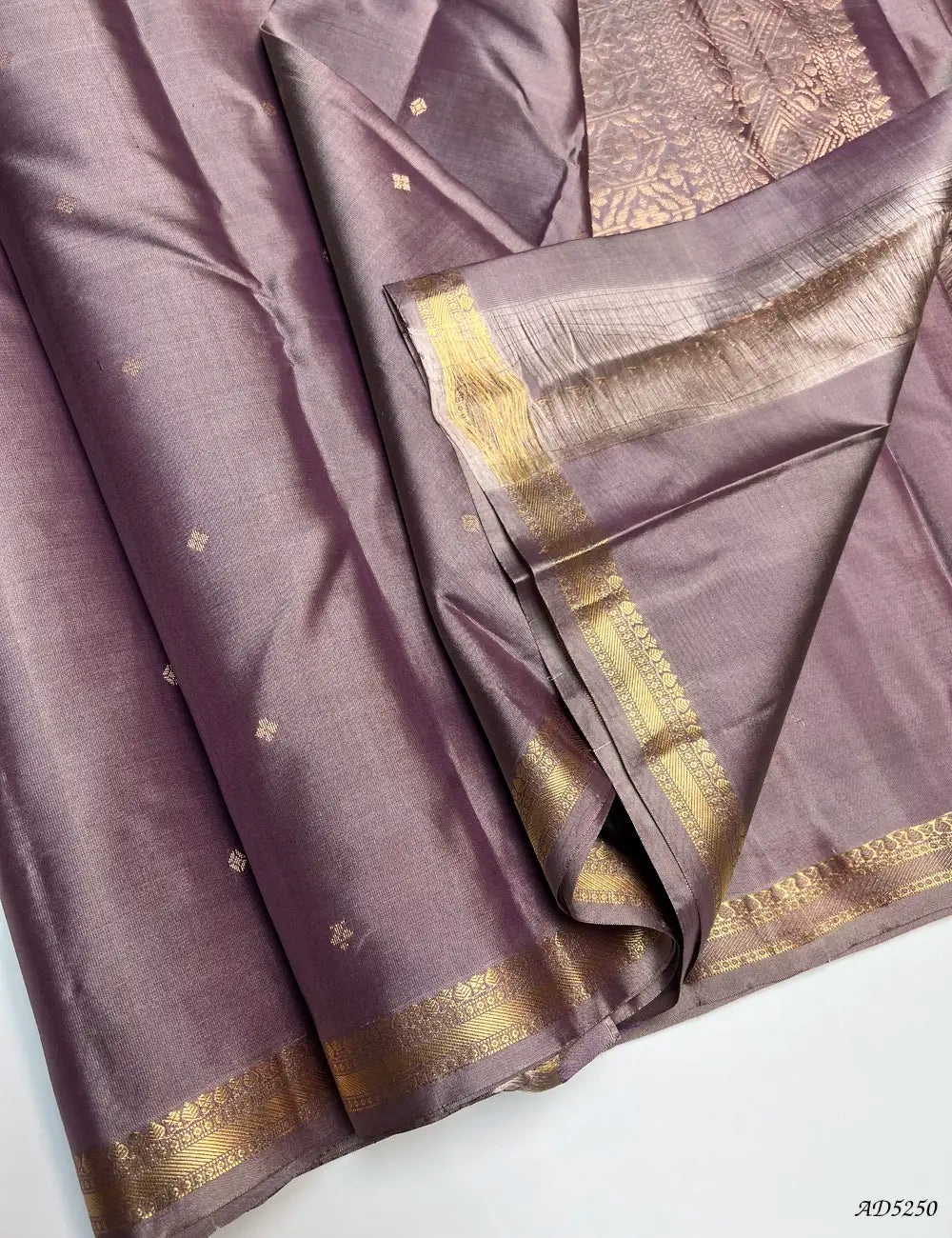 Pigeon Grey - Kanchi Border Soft Silk Saree Pallu View