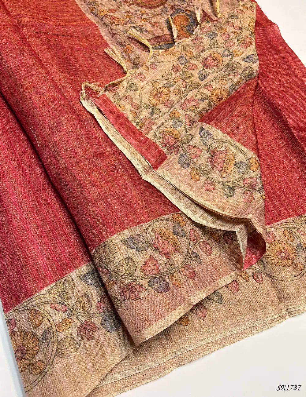 Pink & Cream - Semi Tussar Sarees -