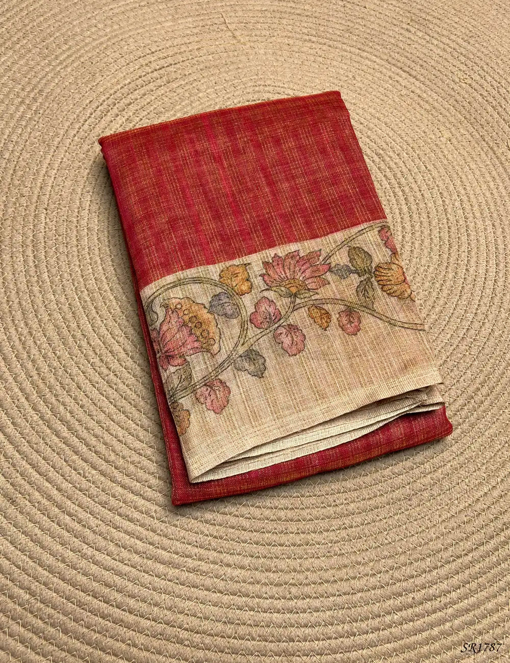 Pink & Cream - Semi Tussar Sarees Front View