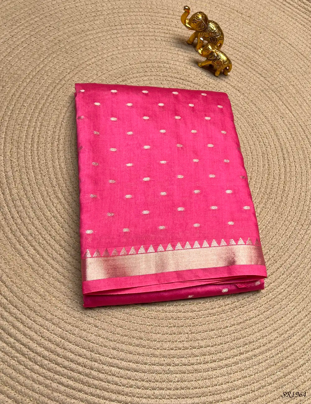 Pink - Mysore Crepe Saree Front View