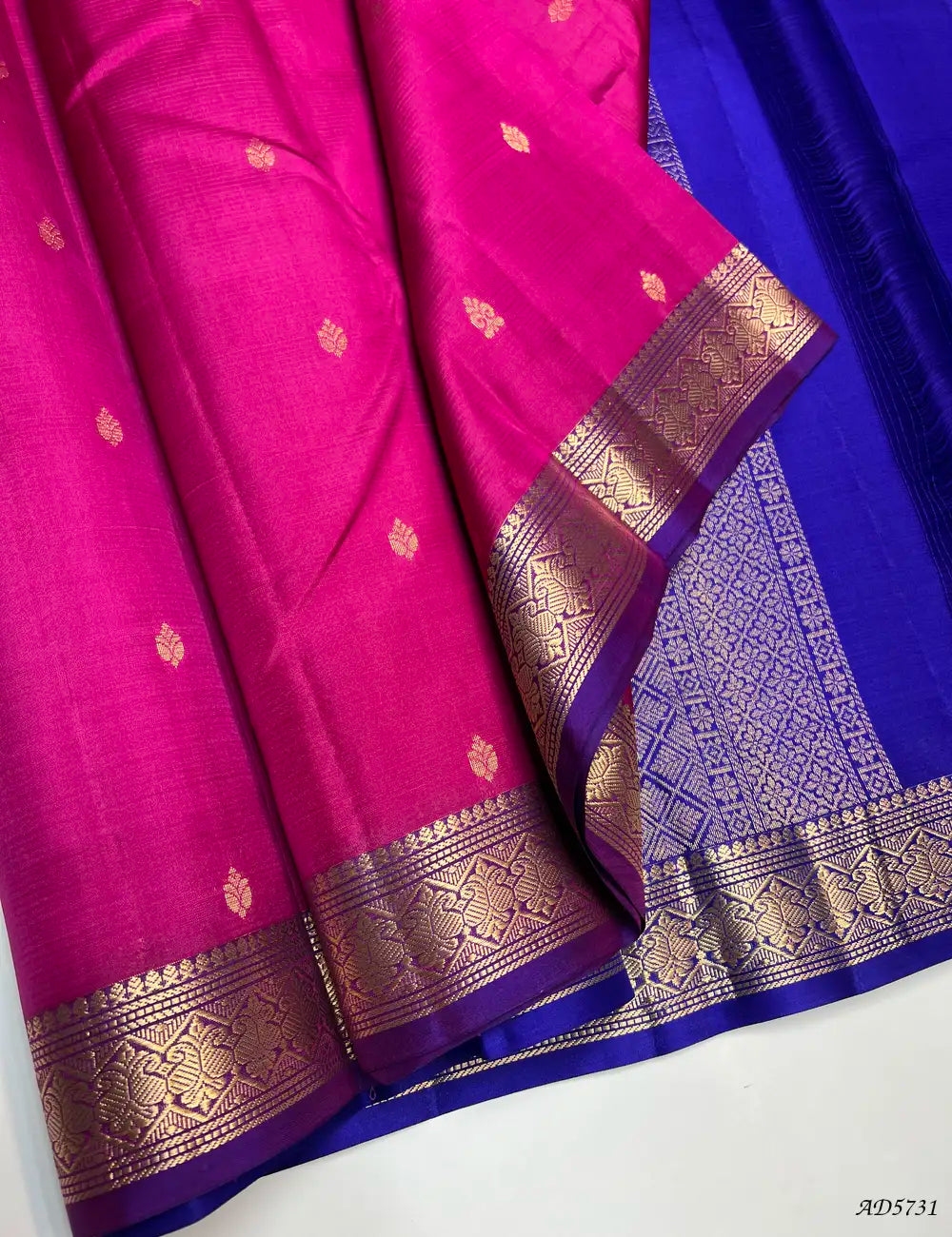 Pink & Purple - Kanchi Border Soft Silk Saree Front View