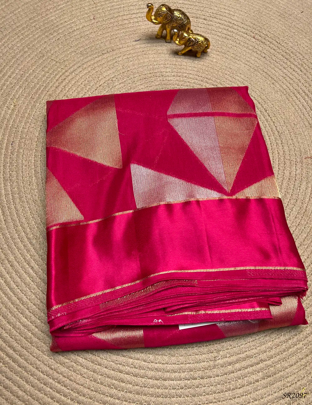 Pink - Satin Silk Saree Front View