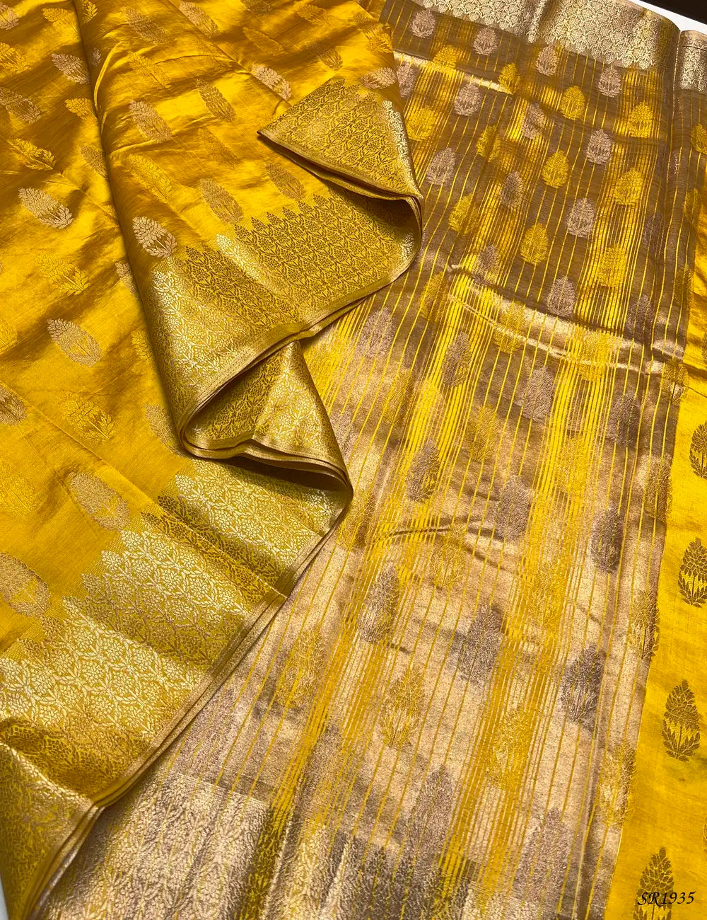 Pink - Semi Banaras Saree Front View