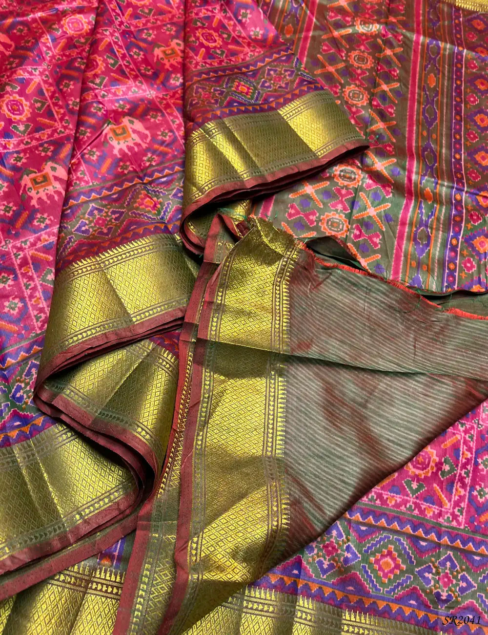 Pink - Semi Patola Saree -