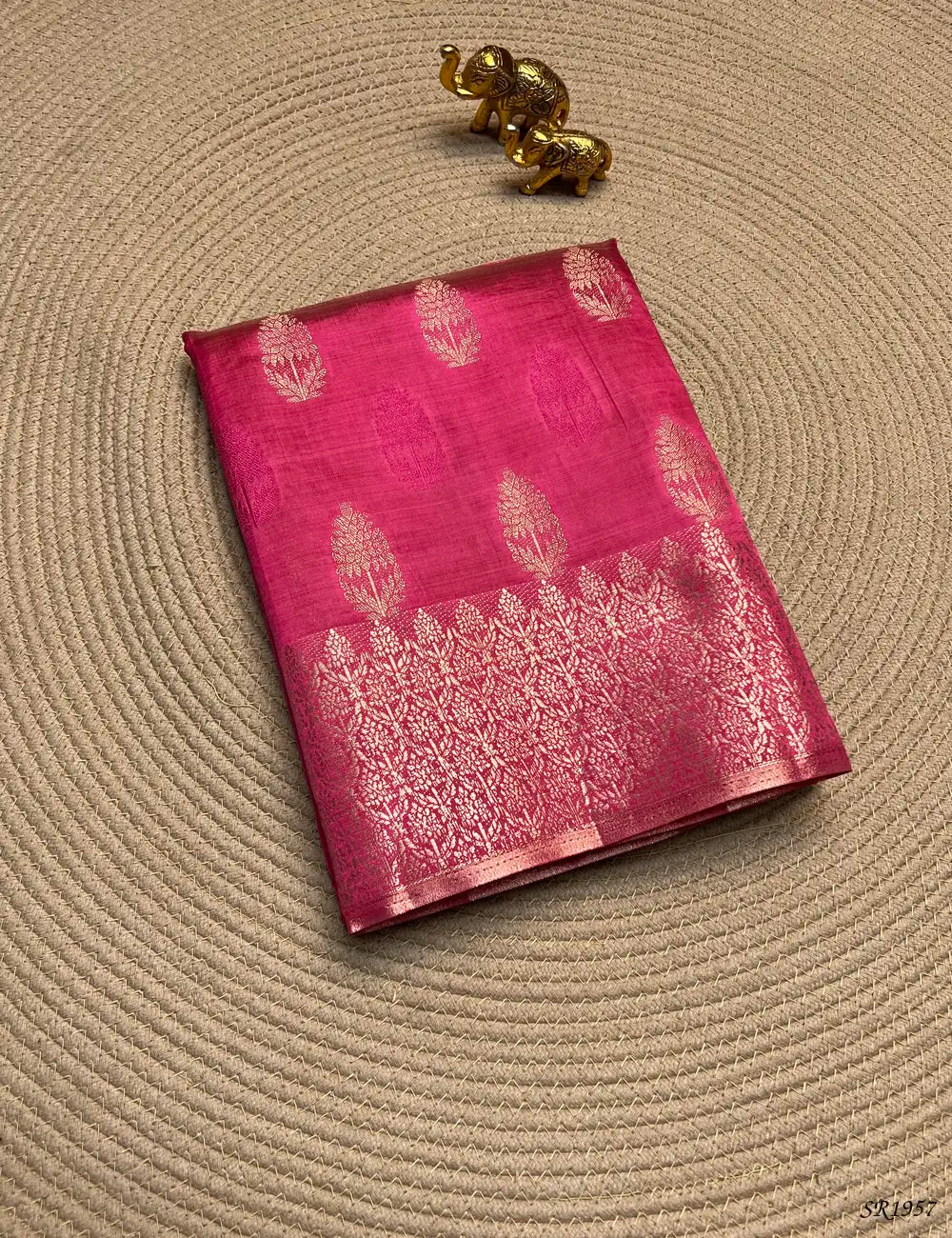 Pink - Semi Tussar Saree Front View