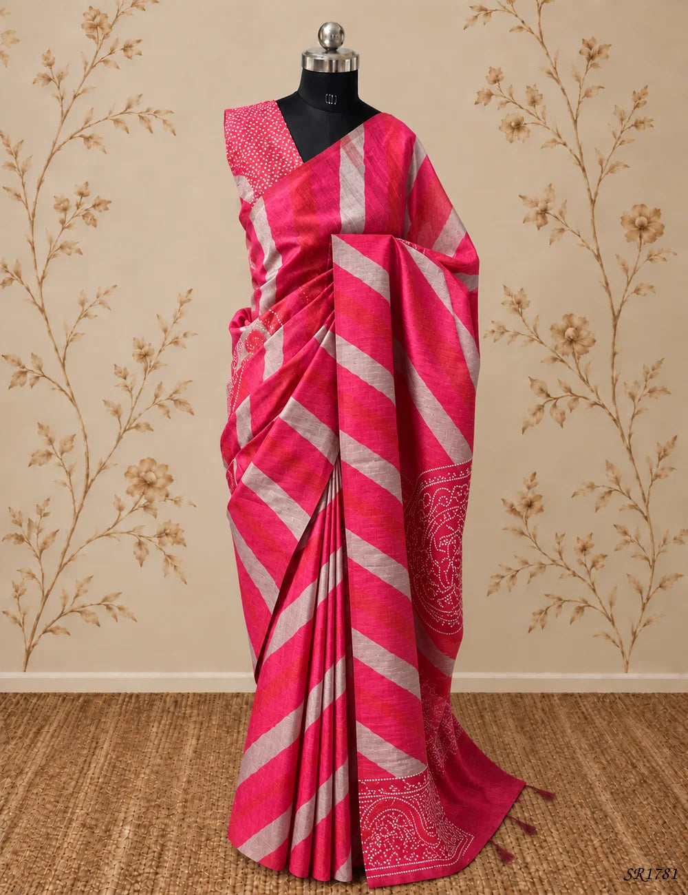 Pink - Tissue Saree Front View