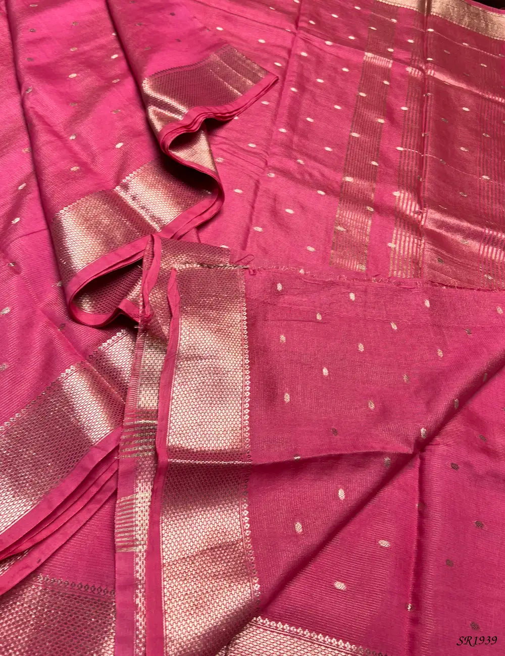 Pink - Viscose Saree -