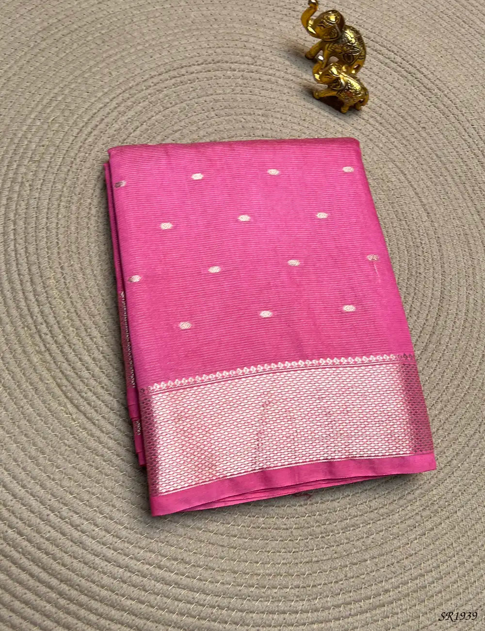 Pink - Viscose Saree Front View