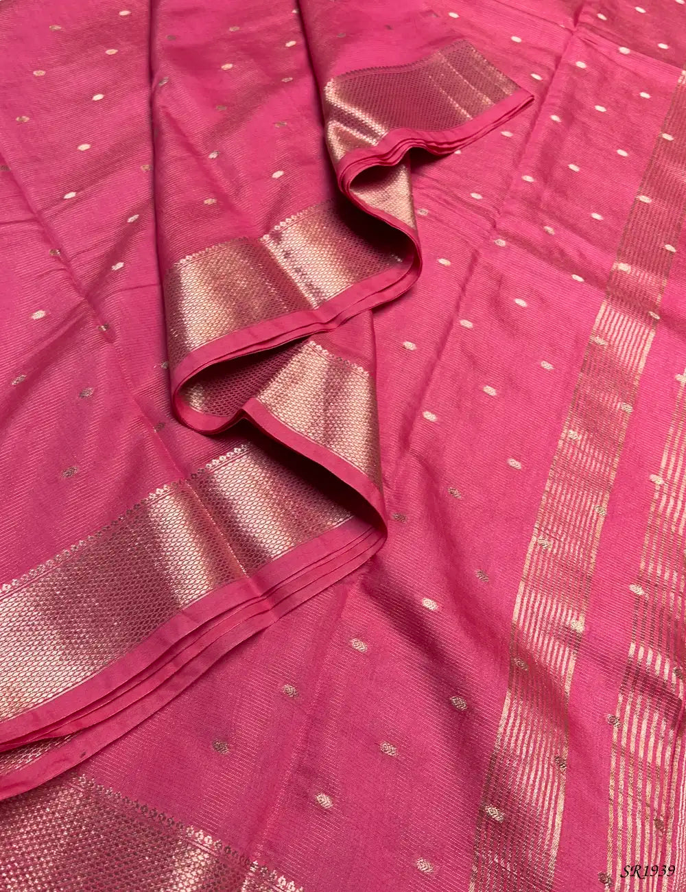 Pink - Viscose Saree Pallu View