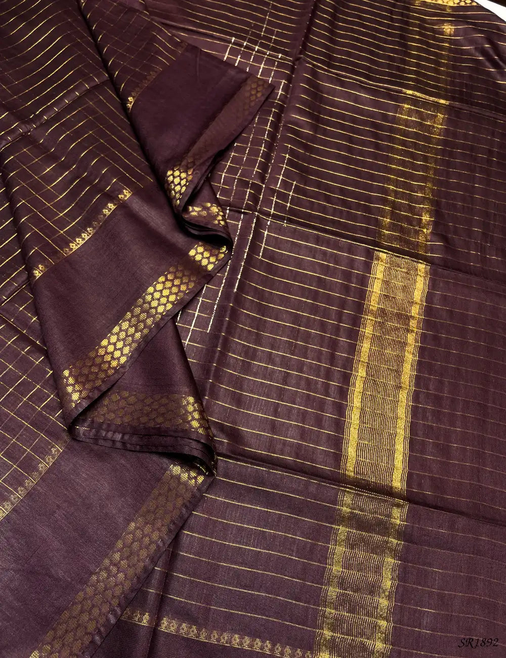 Plum - Semi Tussar Saree Front View