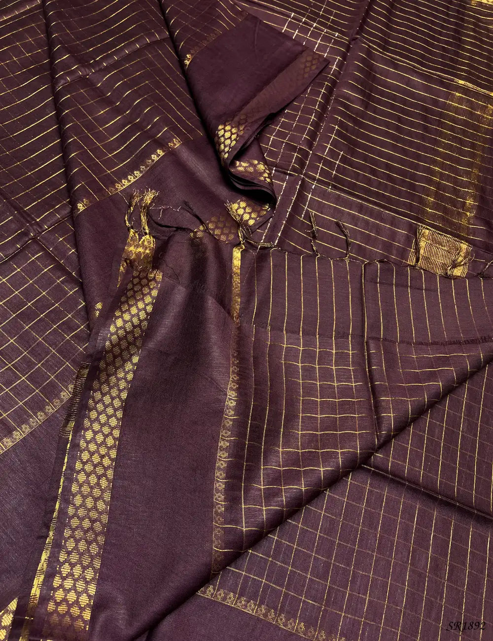 Plum - Semi Tussar Saree Pallu View