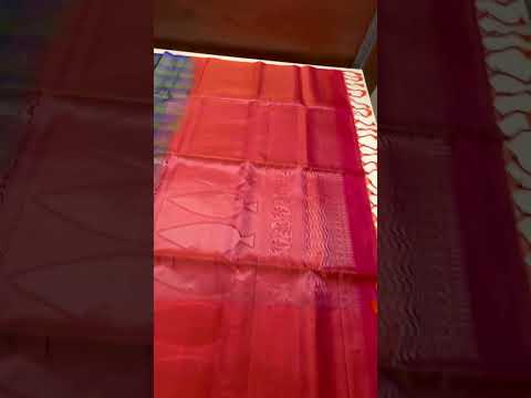 Blue & Orangish Pink - Soft Silk Saree