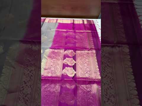 Silver  Grey & Magenta - Kanchi Border Soft Silk Saree