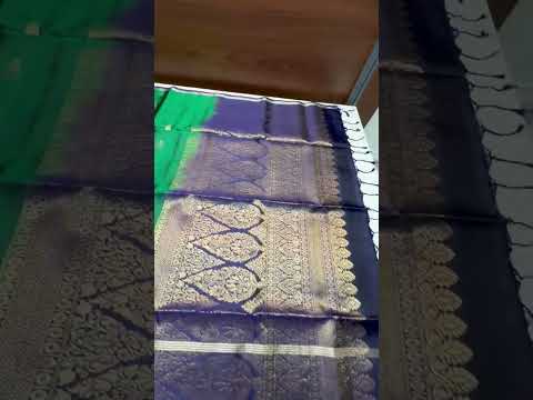 Bottle Green & Navy - Soft Silk Saree