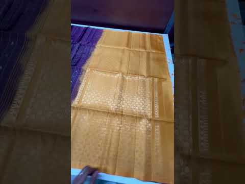 Plum & Mango Yellow - Checkerd Soft Silk Saree