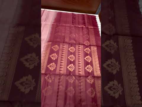 Creamy Pink & Maroon - Checkerd Soft Silk Saree