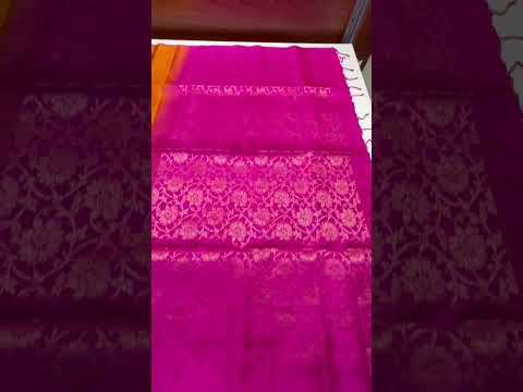 Mango Yellow & Pink -  Checkered Soft Silk Saree