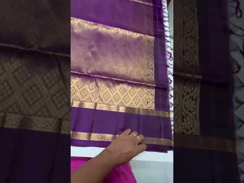 Half White & Purple - Checkerd Retta Pet Soft Silk Saree