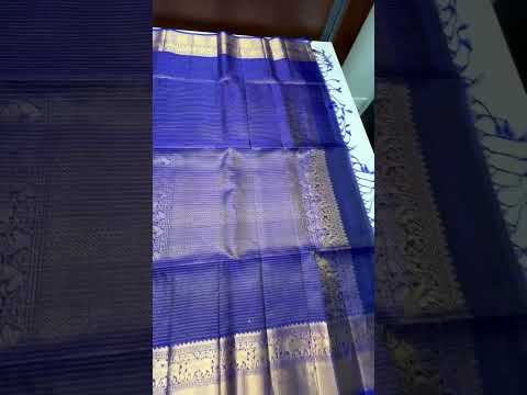 Royal Blue - Checkerd Kanchi Border Soft Silk Saree