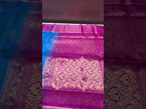 Blue & Pink - Checkerd Soft Silk Saree