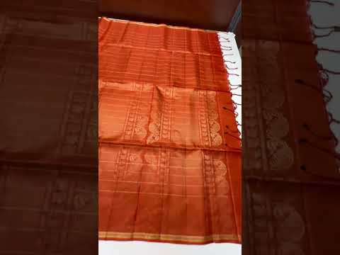 Pumpkin Orange - Checkerd Soft Silk Saree