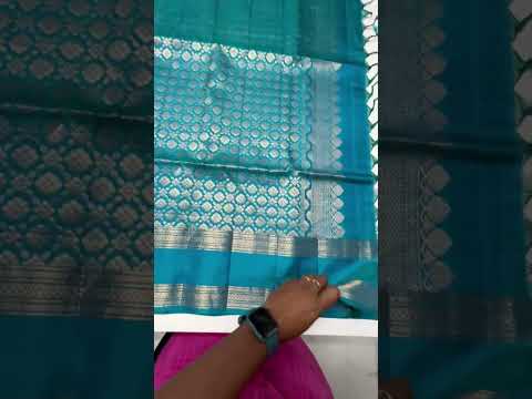 Mango Yellow & Rama Blue - Checkerd Retta Pet Border Soft Silk Saree