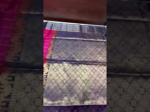 Rani Pink & In k Blue - Checkerd X Kanchi Border Soft Silk Saree