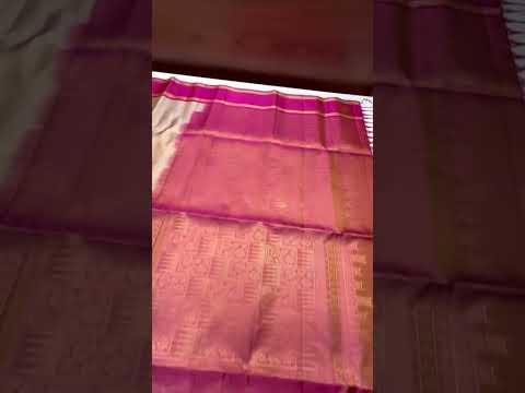 Beige & Pink - Checkerd Soft Silk Saree