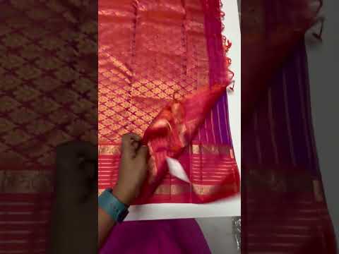 Purple & Orange - Checkerd Retta Pet Border Soft Silk Saree
