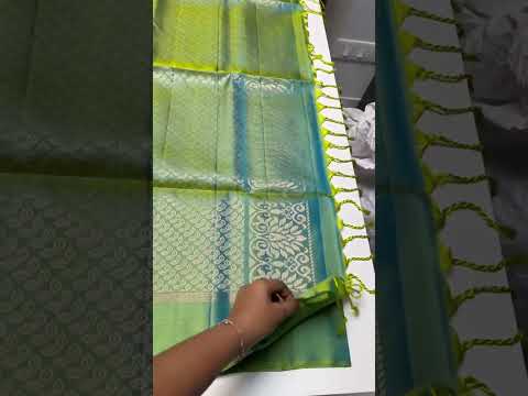 Sky Blue & Green - Soft Silk Saree