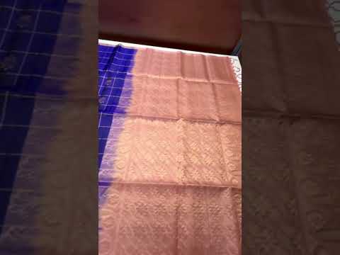 Berry Blue & Peach - Checkerd Soft Silk Saree