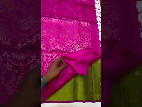 Crocodile Green & Pink - Checkerd Soft Silk Saree