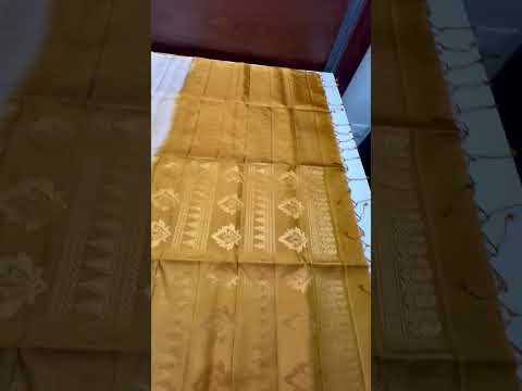Ivory & Mustard - Checkerd Soft Silk Saree