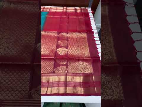 Teal & Maroon - Kanchi Border Soft Silk Saree