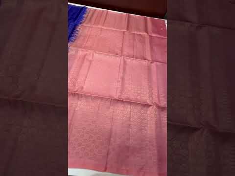 Blue & Peach - Checkerd Soft Silk Saree
