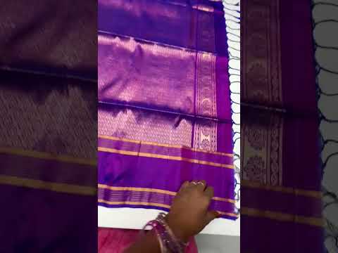 Golden Yellow & Purple - Retta Pet Border Soft Silk Saree