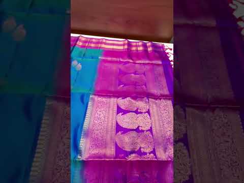 Blue & Purple - Kanchi Border Soft Silk Saree