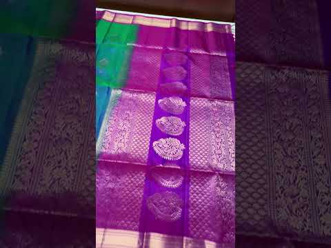 Peacock Blue & Purple - Kanchi Border Soft Silk Saree