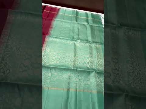 Maroon & Mint Green - Soft Silk Saree