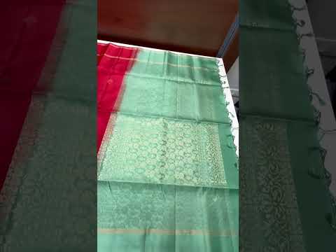 Red & Pastel Mint Green - Soft Silk Saree