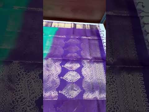 Persian Green & Mauve Purple - Kanchi Border Soft Silk Saree