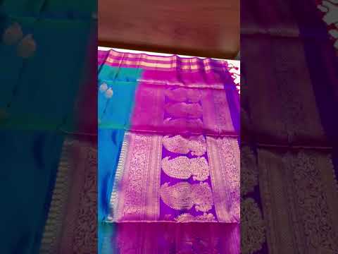 Peacock Blue & Purple - Kanchi Border Soft Silk Saree