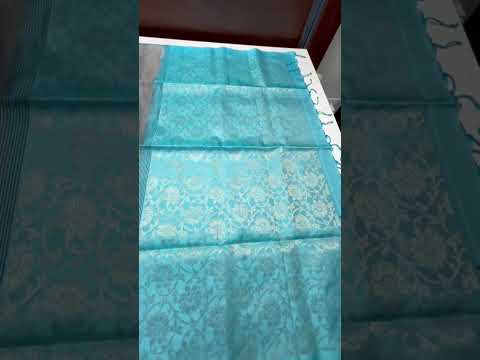 Grey & Ice Blue -  Checkered Soft Silk Saree