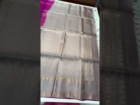 Dark Magenta & Silver Gray - Soft Silk Saree
