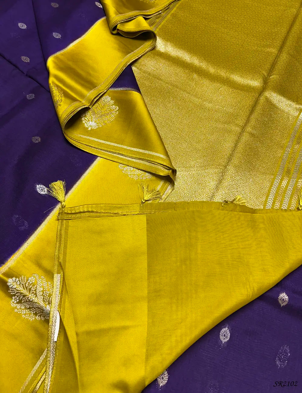 Purple & Golden - Viscose Tussar Saree -