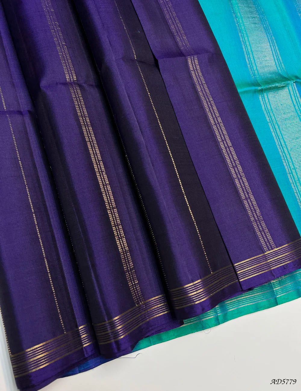 Purple & Green - Fancy Bhutta Soft Silk Saree Front View